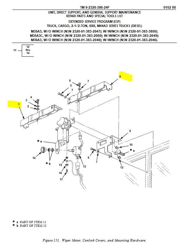 Windshield Wiper Guards M35A3